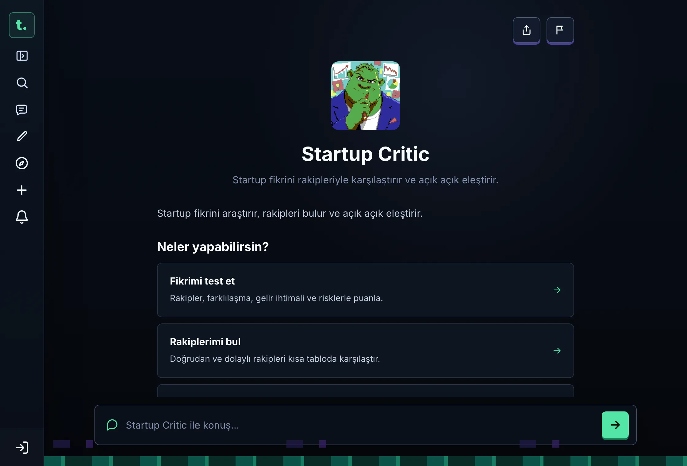 Gerçek bir temsilci: Startup Critic